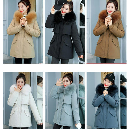 Women's Thicken Coat Warm Fleece Lined Parka Winter Jacket with Faux Fur Hood