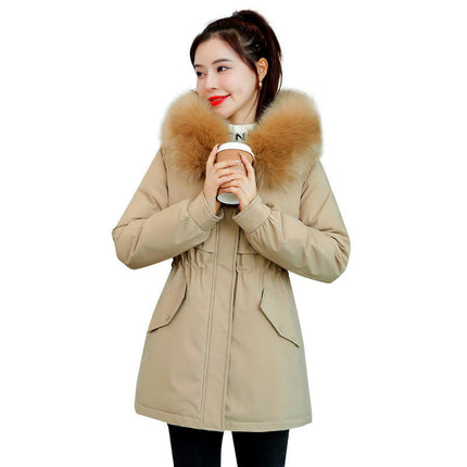 Women's Thicken Coat Warm Fleece Lined Parka Winter Jacket with Faux Fur Hood