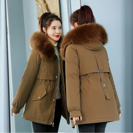 Women's Thicken Coat Warm Fleece Lined Parka Winter Jacket with Faux Fur Hood