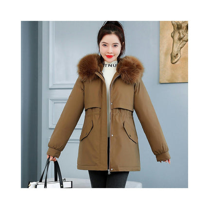 Women's Thicken Coat Warm Fleece Lined Parka Winter Jacket with Faux Fur Hood