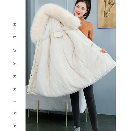 Women's Thicken Coat Warm Fleece Lined Parka Winter Jacket with Faux Fur Hood