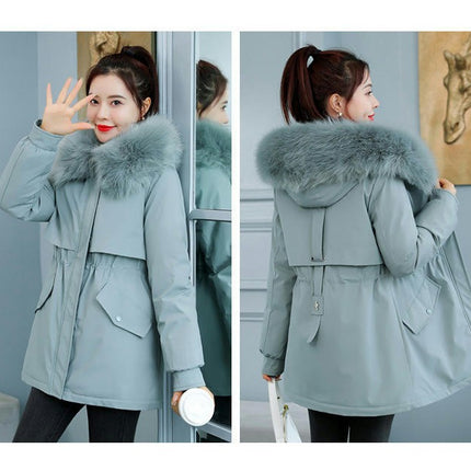 Women's Thicken Coat Warm Fleece Lined Parka Winter Jacket with Faux Fur Hood