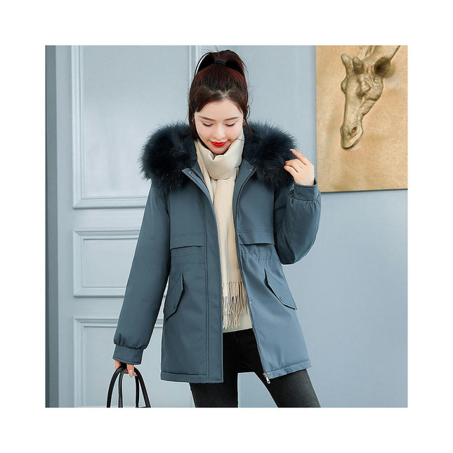 Women's Thicken Coat Warm Fleece Lined Parka Winter Jacket with Faux Fur Hood