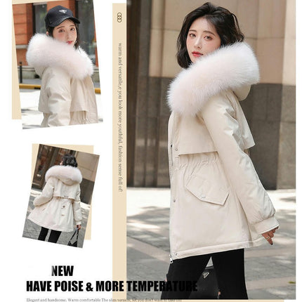 Women's Winter Coat Warm Jacket Thicken Parka with Faux Fur Hood