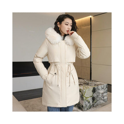 Women's Winter Warm Coat Fleece Line Parka Jacket with Faux Fur Hood