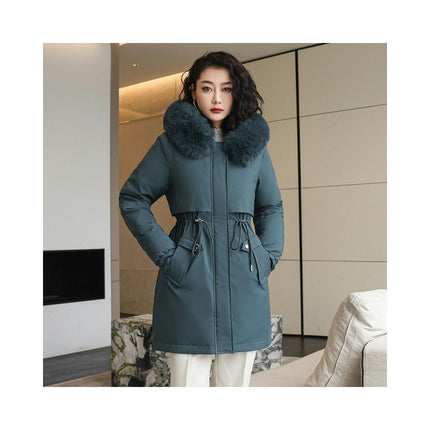 Women's Winter Warm Coat Fleece Line Parka Jacket with Faux Fur Hood