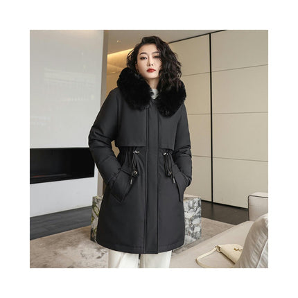 Women's Winter Warm Coat Fleece Line Parka Jacket with Faux Fur Hood