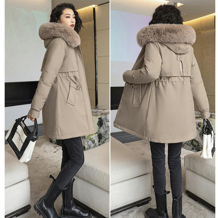 Women's Winter Warm Coat Fleece Line Parka Jacket with Faux Fur Hood