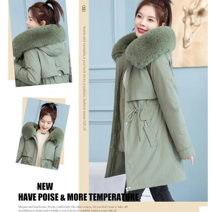 Women's Winter Warm Coat Fleece Lined Thicken Parka Jacket with Faux Fur Hood