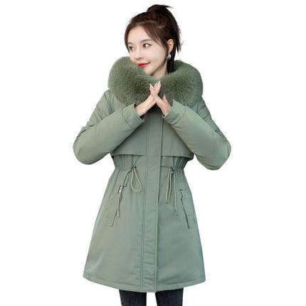 Women's Winter Warm Coat Fleece Lined Thicken Parka Jacket with Faux Fur Hood