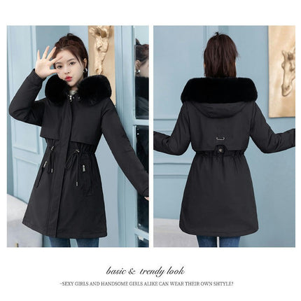 Women's Winter Warm Coat Fleece Lined Thicken Parka Jacket with Faux Fur Hood