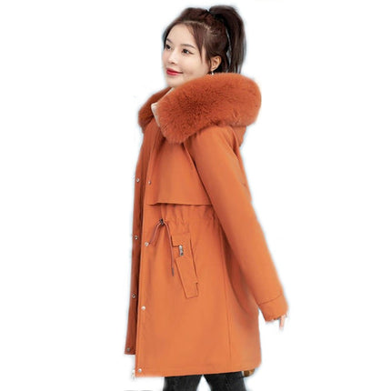 Women's Winter Warm Coat Fleece Lined Thicken Parka Jacket with Faux Fur Hood