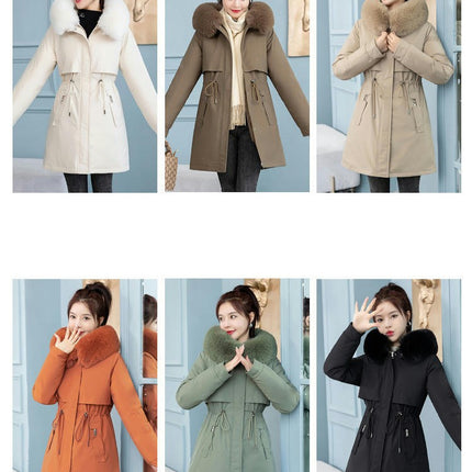 Women's Winter Warm Coat Fleece Lined Thicken Parka Jacket with Faux Fur Hood