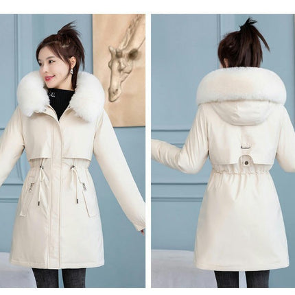 Women's Winter Warm Coat Fleece Lined Thicken Parka Jacket with Faux Fur Hood