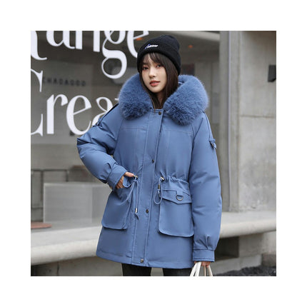 Women's Winter Puffer Lined Winter Parka Coat with Faux Fur Hood