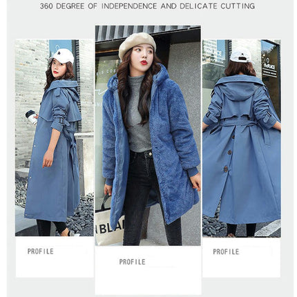 Women's Winter Thicken Long Parka Coat Warm Jacket with Faux Fur Hood