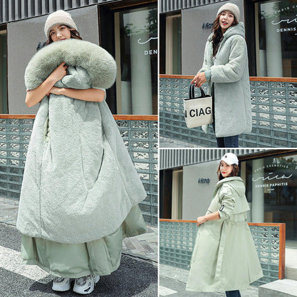 Women's Winter Thicken Long Parka Coat Warm Jacket with Faux Fur Hood