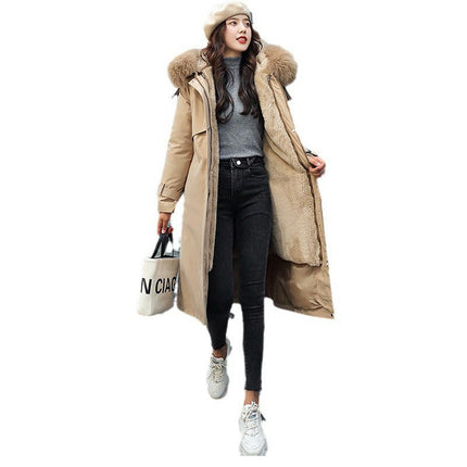 Women's Winter Thicken Long Parka Coat Warm Jacket with Faux Fur Hood