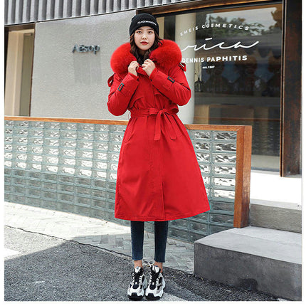 Women's Winter Thicken Long Parka Coat Warm Jacket with Faux Fur Hood