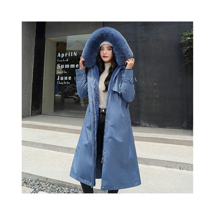 Women's Winter Thicken Long Parka Coat Warm Jacket with Faux Fur Hood