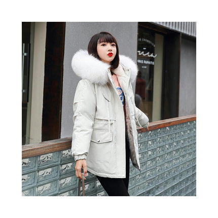 Womens Warm Winter Coats Fuzzy Fleece Lined Parka Jackets with Faux Fur Hood