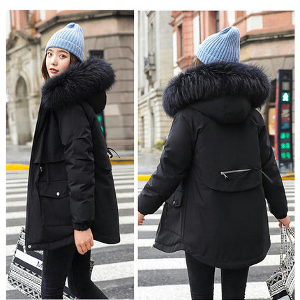 Womens Warm Winter Coats Fuzzy Fleece Lined Parka Jackets with Faux Fur Hood