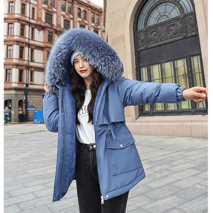 Womens Warm Winter Coats Fuzzy Fleece Lined Parka Jackets with Faux Fur Hood