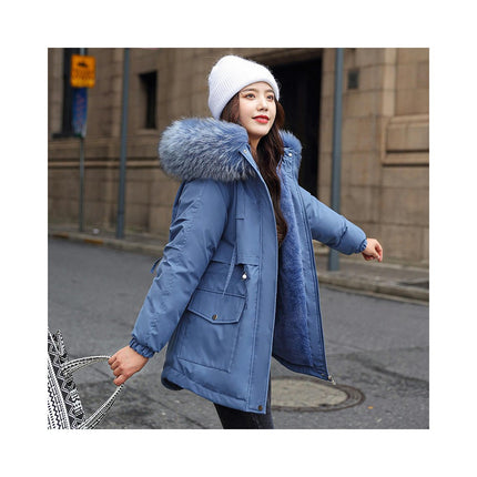 Womens Warm Winter Coats Fuzzy Fleece Lined Parka Jackets with Faux Fur Hood