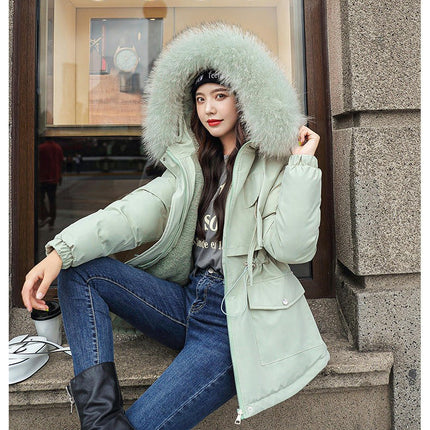 Womens Warm Winter Coats Fuzzy Fleece Lined Parka Jackets with Faux Fur Hood