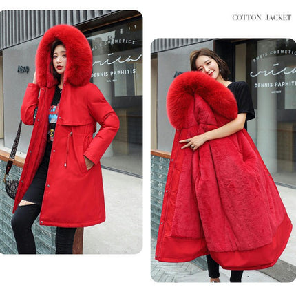 Women's Winter Coat Fleece Line Parka Warm Jacket with Faux Fur Hood