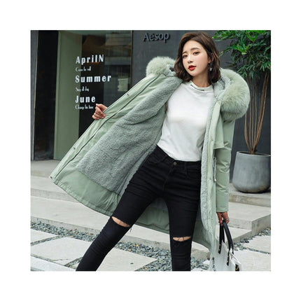 Women's Winter Coat Fleece Line Parka Warm Jacket with Faux Fur Hood