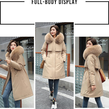 Women's Winter Coat Fleece Line Parka Warm Jacket with Faux Fur Hood