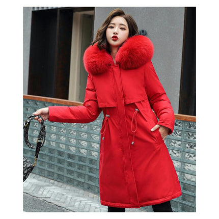 Women's Winter Coat Fleece Line Parka Warm Jacket with Faux Fur Hood