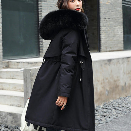 Women's Winter Coat Fleece Line Parka Warm Jacket with Faux Fur Hood