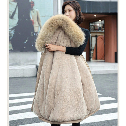 Women Thicken Warm Winter Coat Faux Fur Hood Parka Jacket