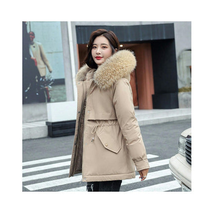 Women Thicken Warm Winter Coat Faux Fur Hood Parka Jacket