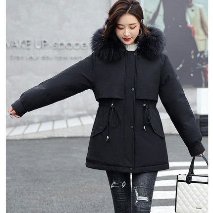 Women Thicken Warm Winter Coat Faux Fur Hood Parka Jacket