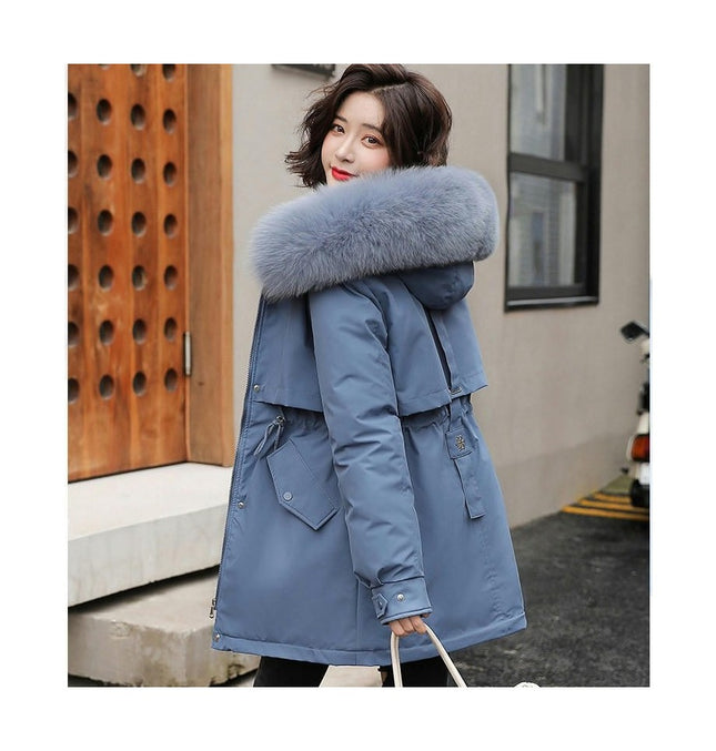 Women Thicken Warm Winter Coat Faux Fur Hood Parka Jacket