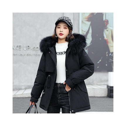 Women Thicken Warm Winter Coat Faux Fur Hood Parka Jacket