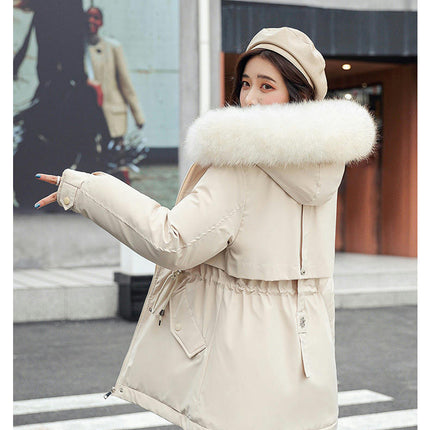 Women Thicken Warm Winter Coat Faux Fur Hood Parka Jacket