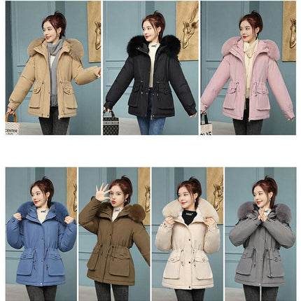 Women's Thicken Fleece Lined Winter Parka Coat Jacket with Faux Fur Hood