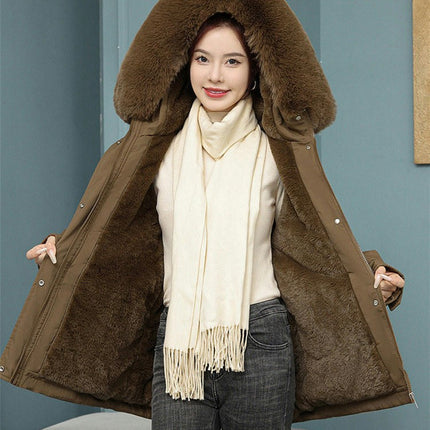 Women's Thicken Fleece Lined Winter Parka Coat Jacket with Faux Fur Hood