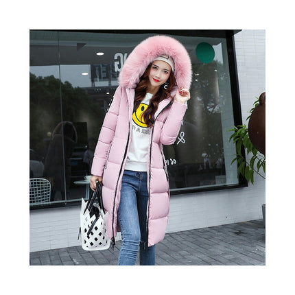 Women's Winter Long Coat Puffer Warm Jacket with Faux Fur Hood