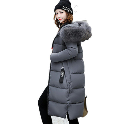 Women's Winter Long Coat Puffer Warm Jacket with Faux Fur Hood