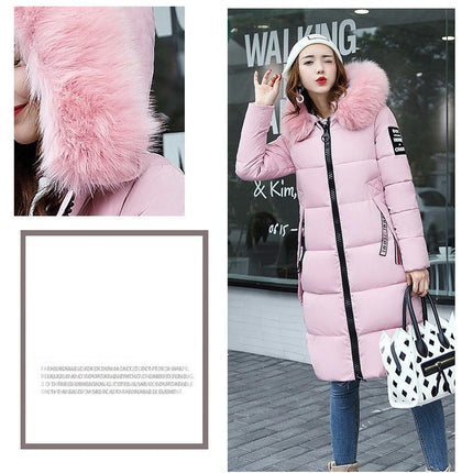 Women's Winter Long Coat Puffer Warm Jacket with Faux Fur Hood