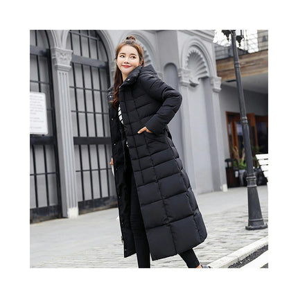 Women's Long Down Coat with Faux Fur Hood Maxi Puffer Jacket