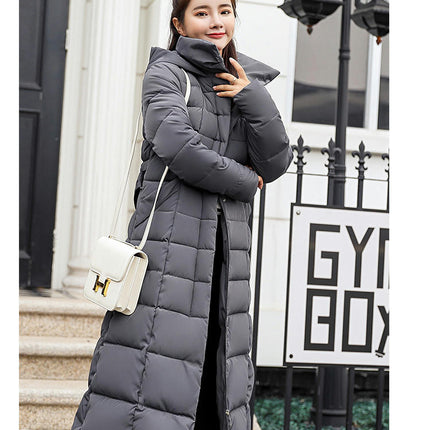 Women's Long Down Coat with Faux Fur Hood Maxi Puffer Jacket