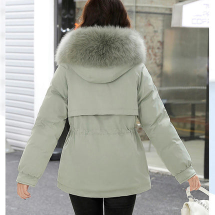 Women's Winter Coat Warm Parka Fleece Line Jacket with Faux Fur Hood