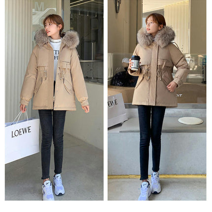 Women's Winter Coat Hooded Warm Thicken Parka Jacket with Faux Fur Trim