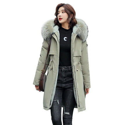 Women's Warm Winter Coat Thicken Fleece Lined Parka Jackets with Faux Fur Hood